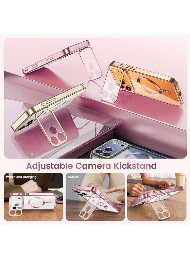 GolbinBox Magnetic for iPhone 17 Pro Max Case with Stand, [Compatible with MagSafe], Camera Control Capture Button, 17FT Military-Grade Protection, Shockproof Slim Phone Case 6.9"(Pink/Clear) - Image 3